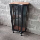 English Chippendale display case 1950s two-tone walnut and black