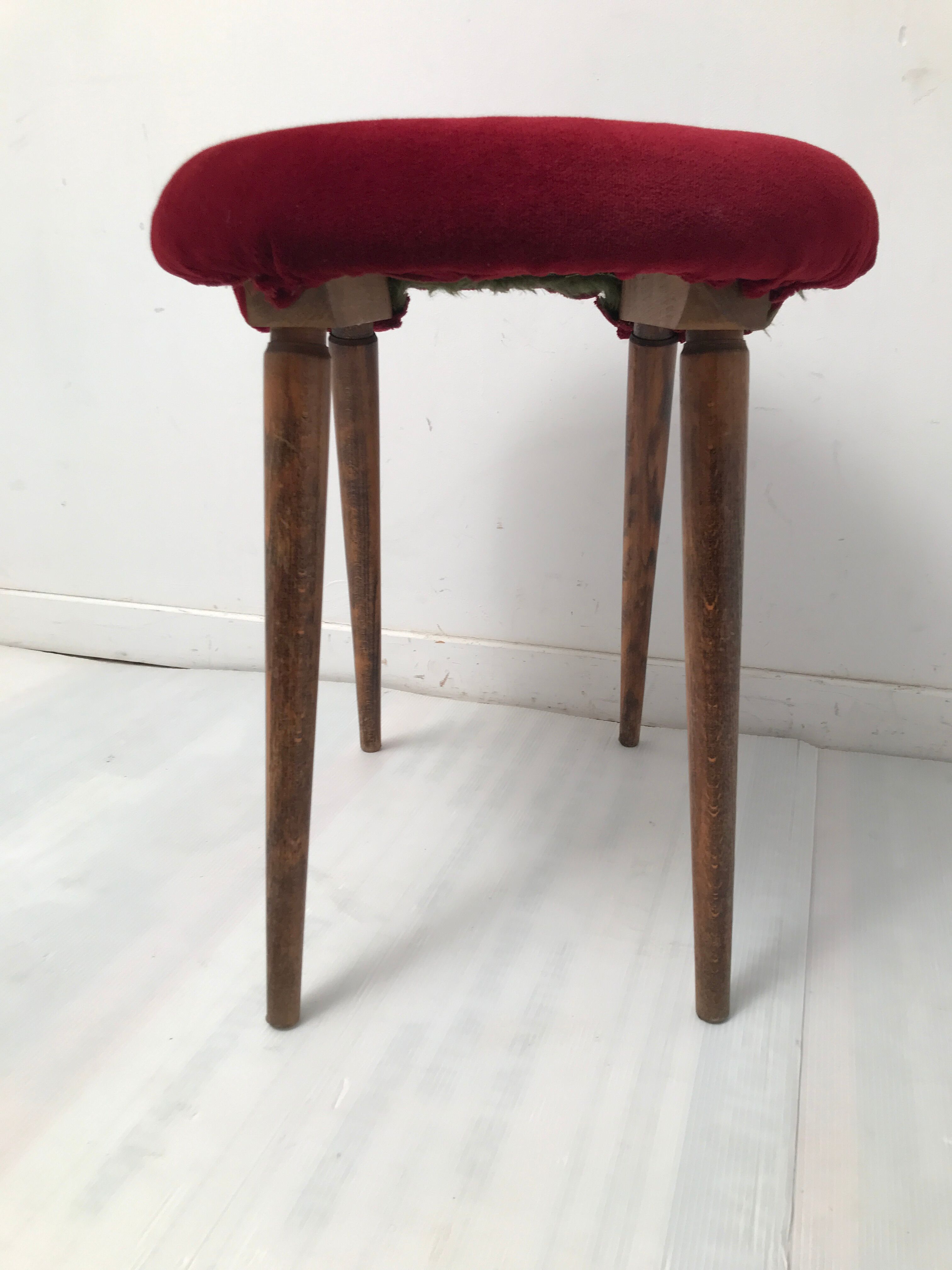 Tabouret de piano tissu velours vintage