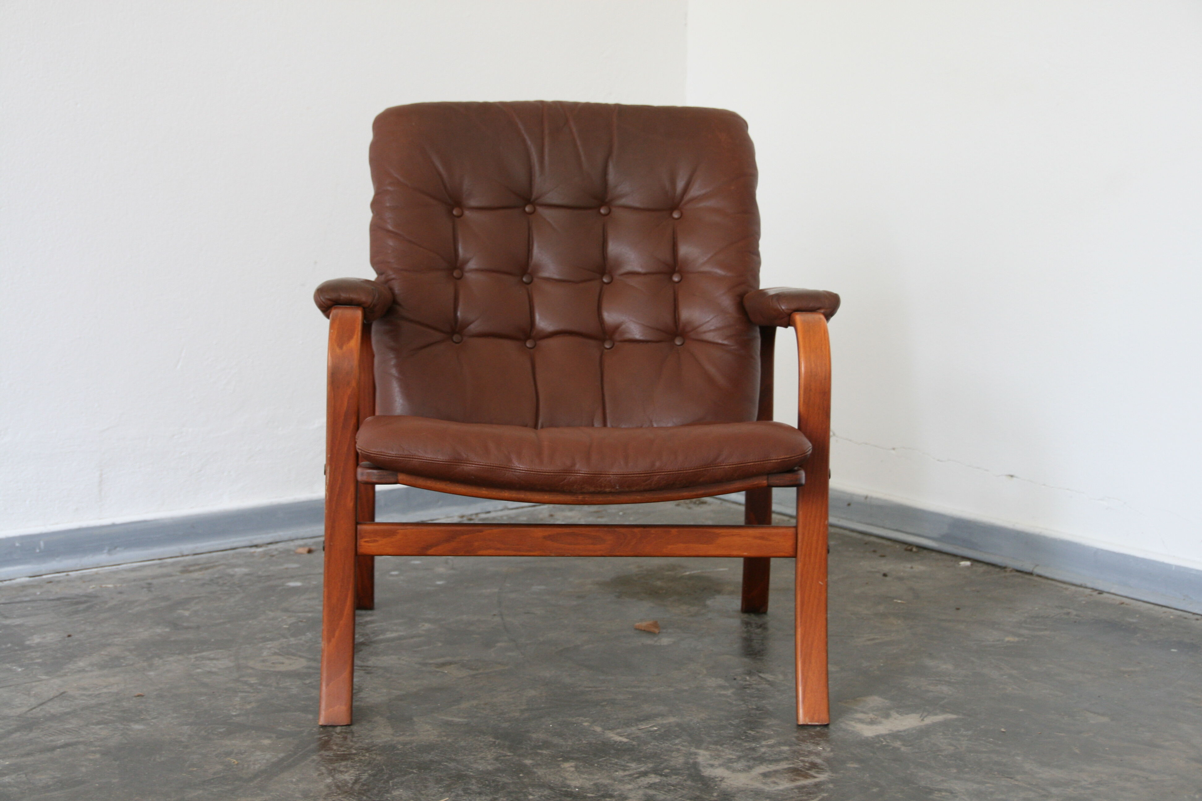 Vintage leather lounge chair by Gotte mobil Sweden