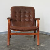 Vintage leather lounge chair by Gotte mobil Sweden