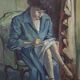 Oil on panel Young woman reading Signed Roger Alluin dated 28/2/38