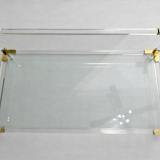 Italian coffee table Fabian, glass, plexiglass and brass, 1970-80.