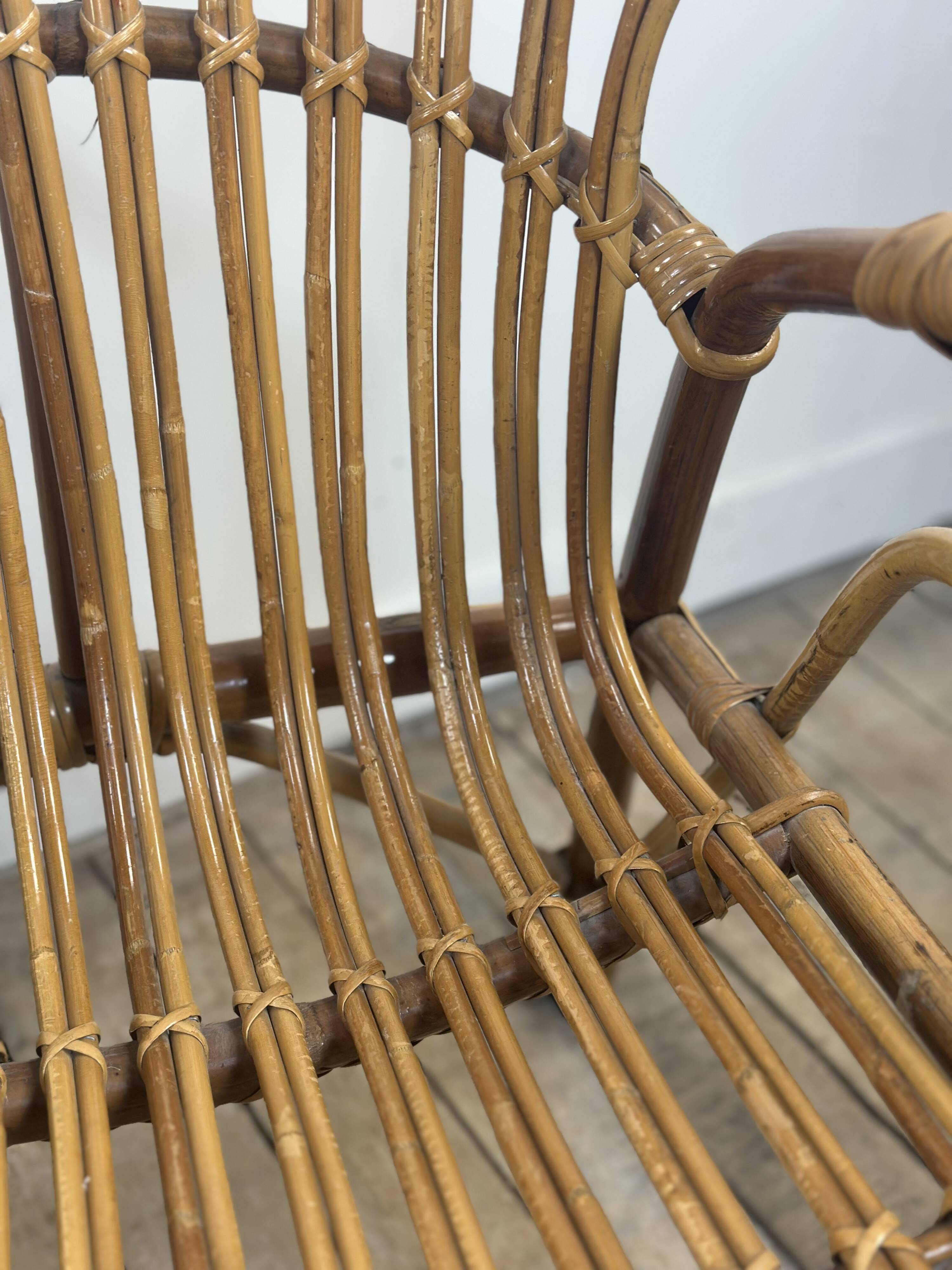 Fauteuils (la paire) vintage 1960 en rotin et bambou