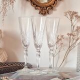 3 flûtes à Champagne en cristal