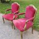 Paire de fauteuils XIXième siècle à la reine de style Louis XV bois doré