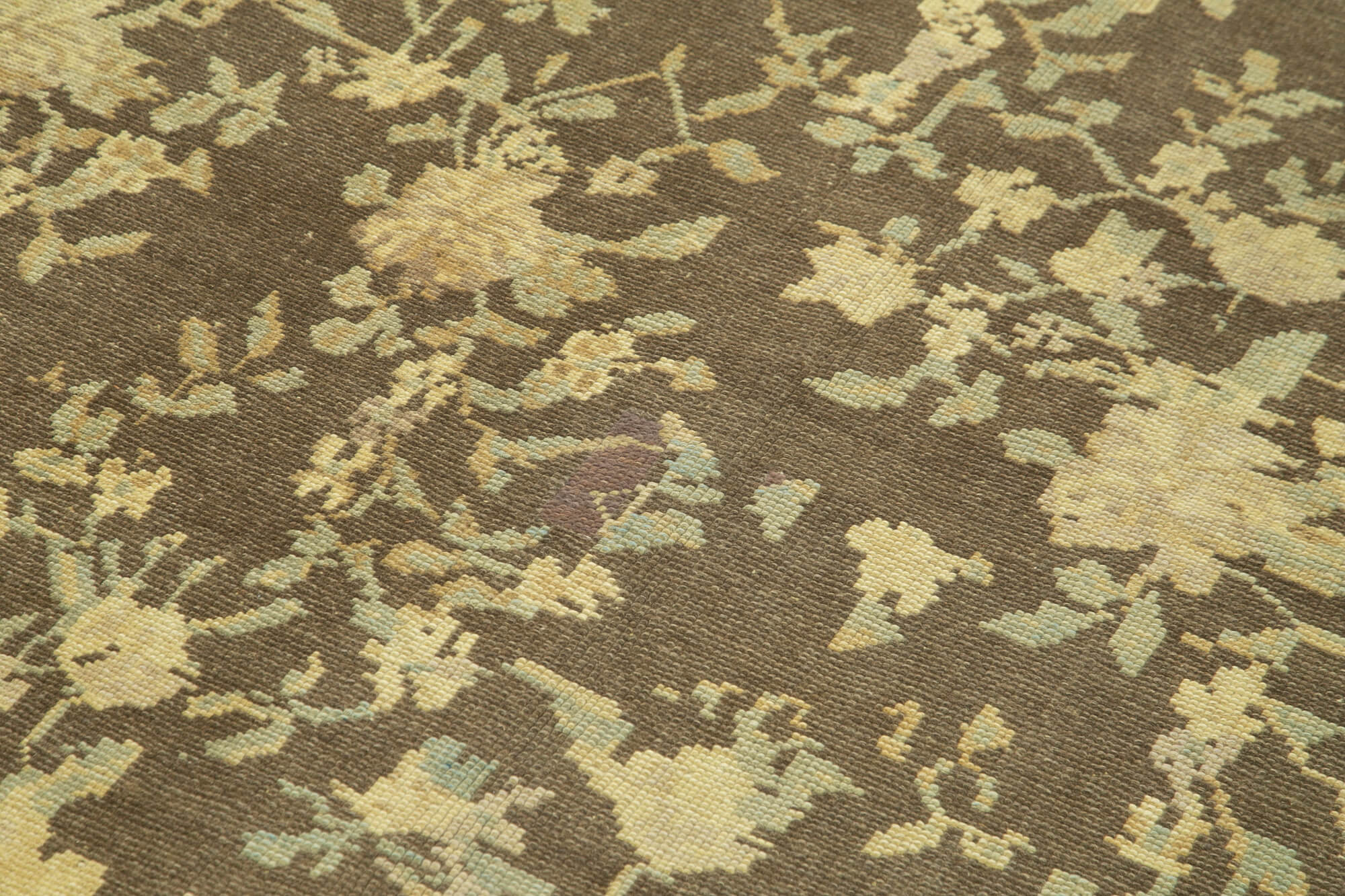 1950s hand-knotted rustic turkish beige carpet 125 cm x 244 cm
