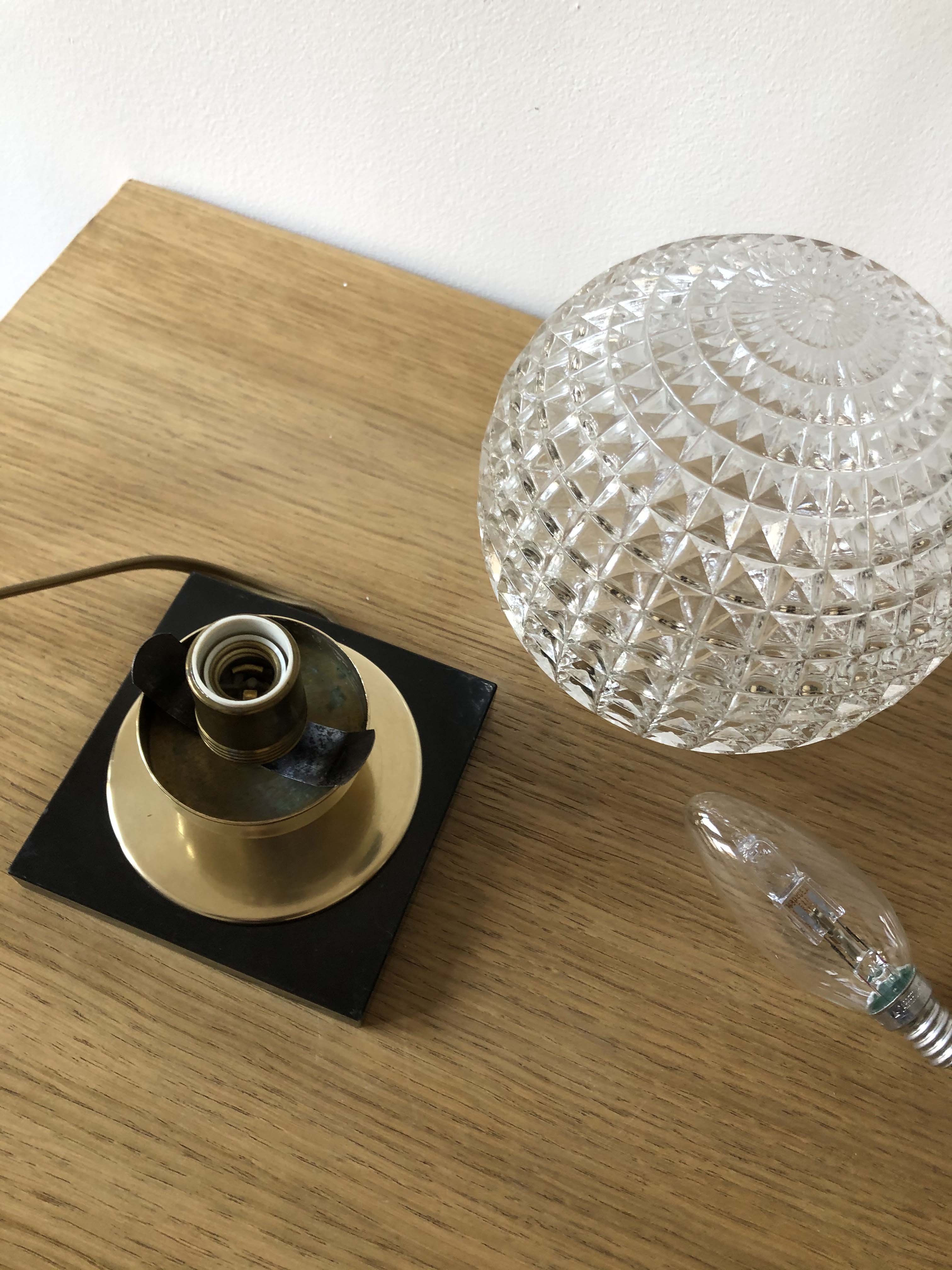 Lamp, marble, brass and chiseled glass 1960
