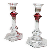 Baccarat Harcourt Candlesticks, Red Knob – Pair, 22 cm