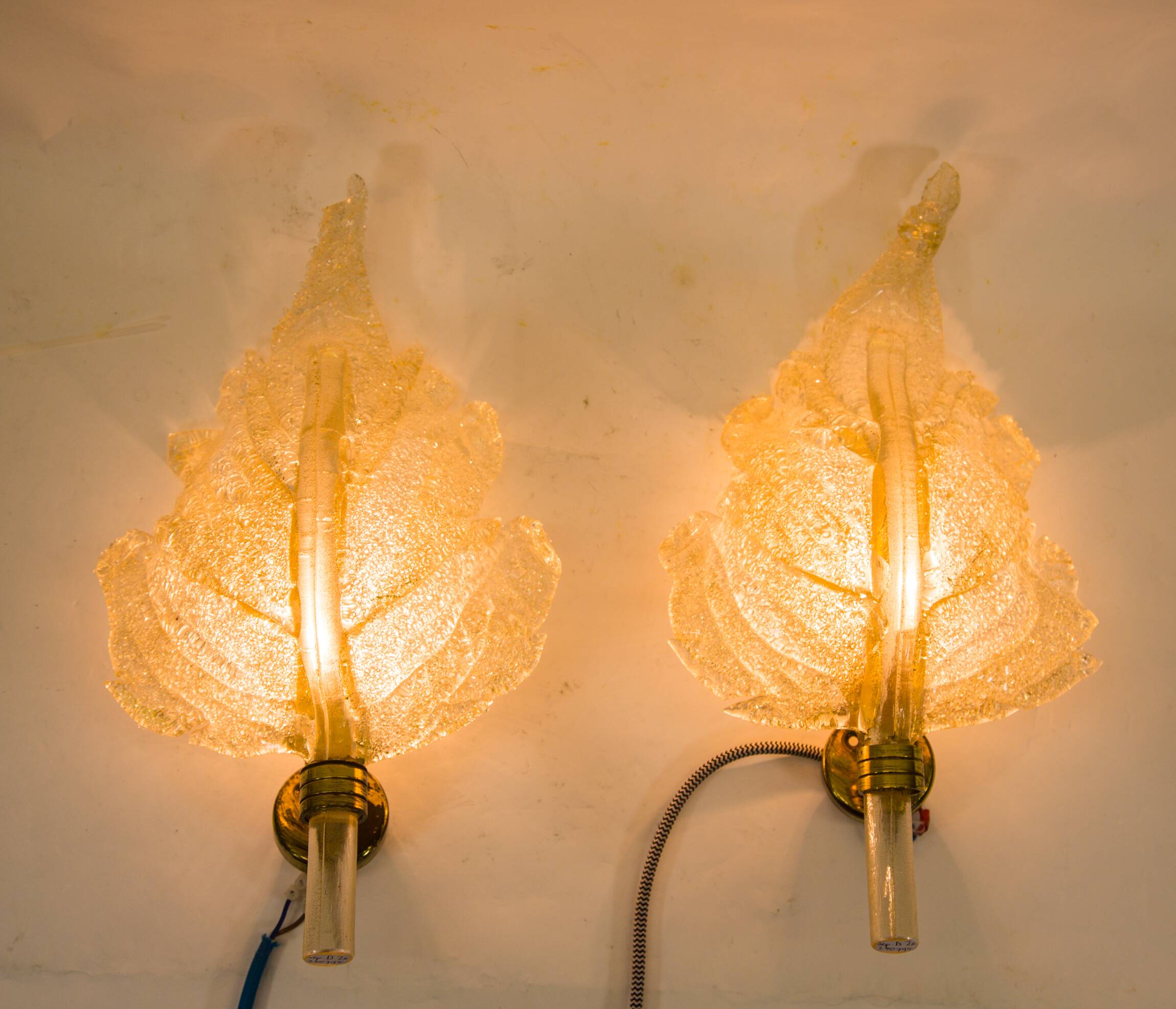 Barovier & Toso wall sconces| Set of 2 | Gold flake glass | Vintage 70's