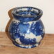 Blue ceramic and cream tobacco jar signed Lucien Brisdoux