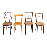 Set of 4 mismatched bistro chairs from 1900