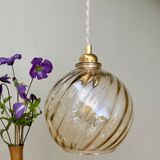 Vintage amber glass globe pendant light