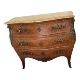 Commode 3 tiroirs en bois de rose et plateau en marbre
