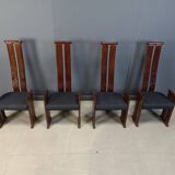 Chaises de salle à manger post-modernes à dossier haut, lot de 4, années 1970