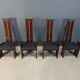 Post modern high back dining chairs, set of 4, 1970s