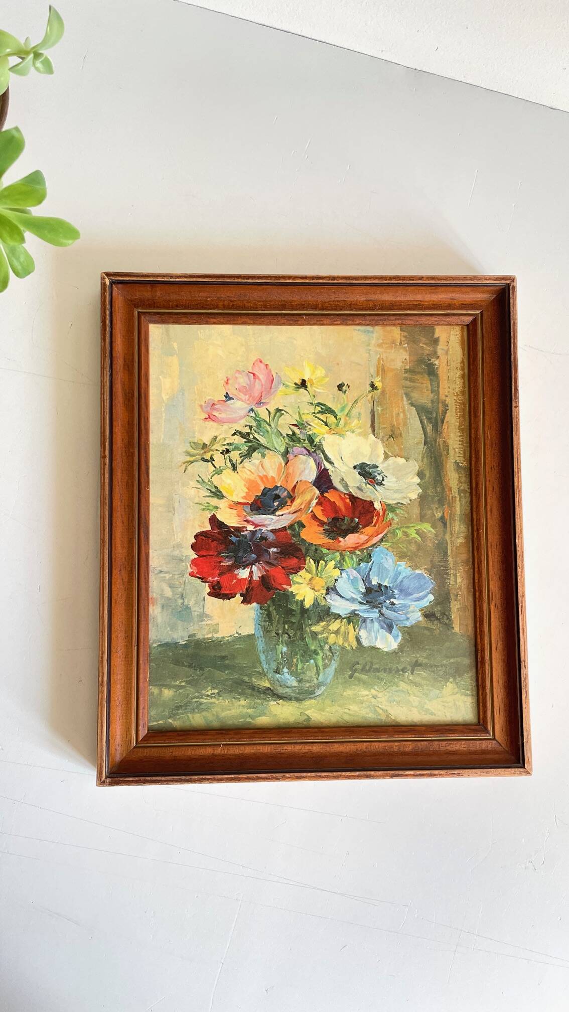 TABLEAU Vintage Bouquet aux ANEMONES