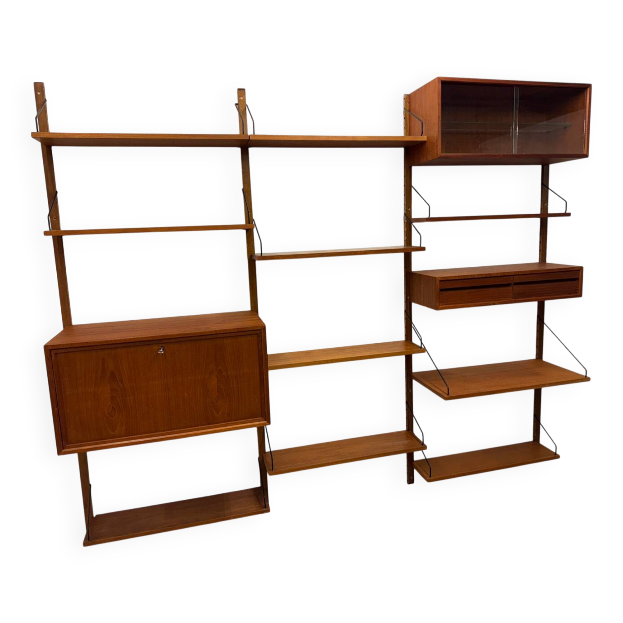 Meuble mural scandinave vintage en teck par Poul Cadovius pour Royal System