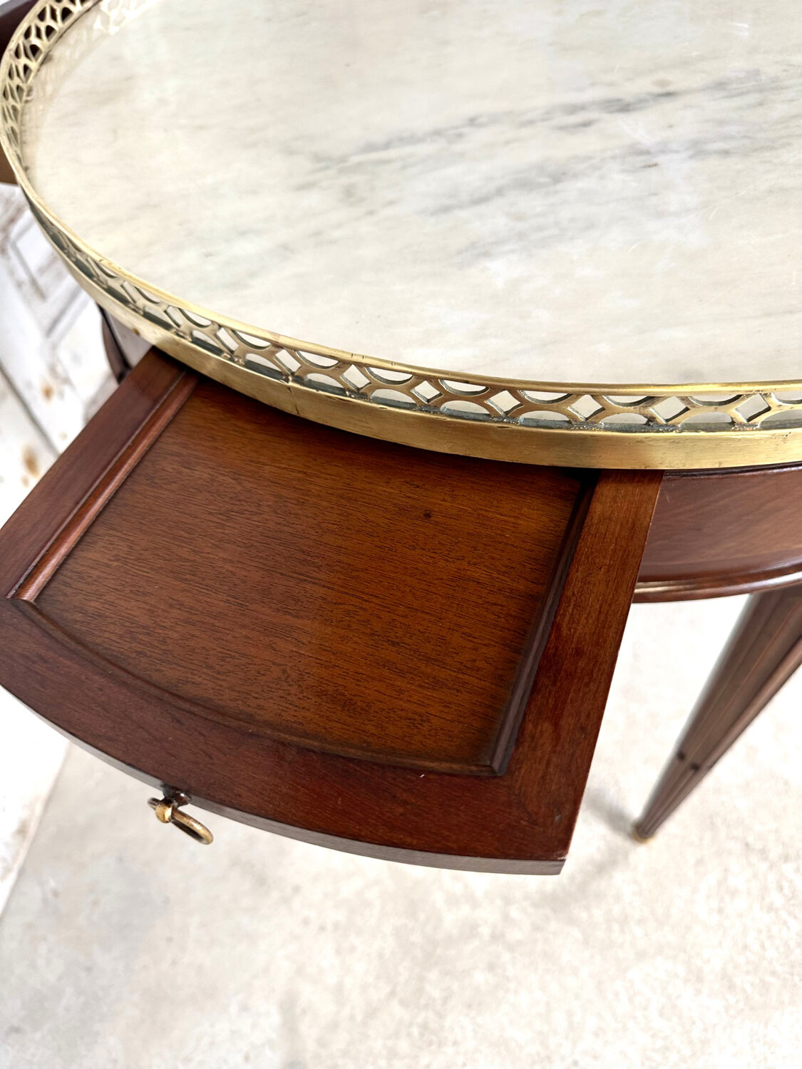 Louis XVI style mahogany hot water bottle table