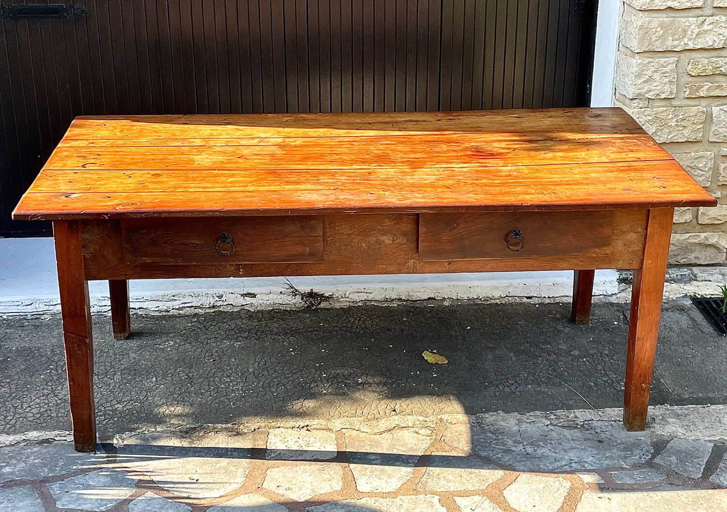 Antique farmhouse table in solid oak, 1900