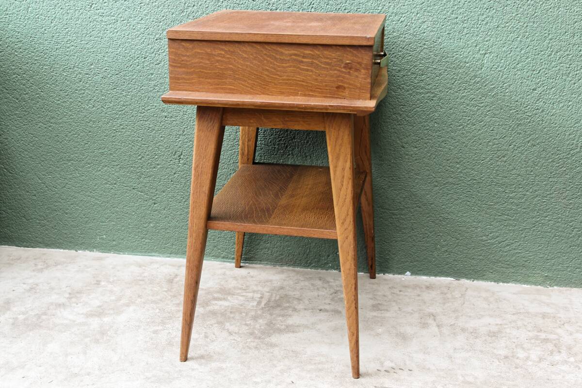 Pair of bedside tables, 1950s, compass legs
