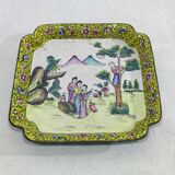 Plateau asiatique en cuivre émaillé