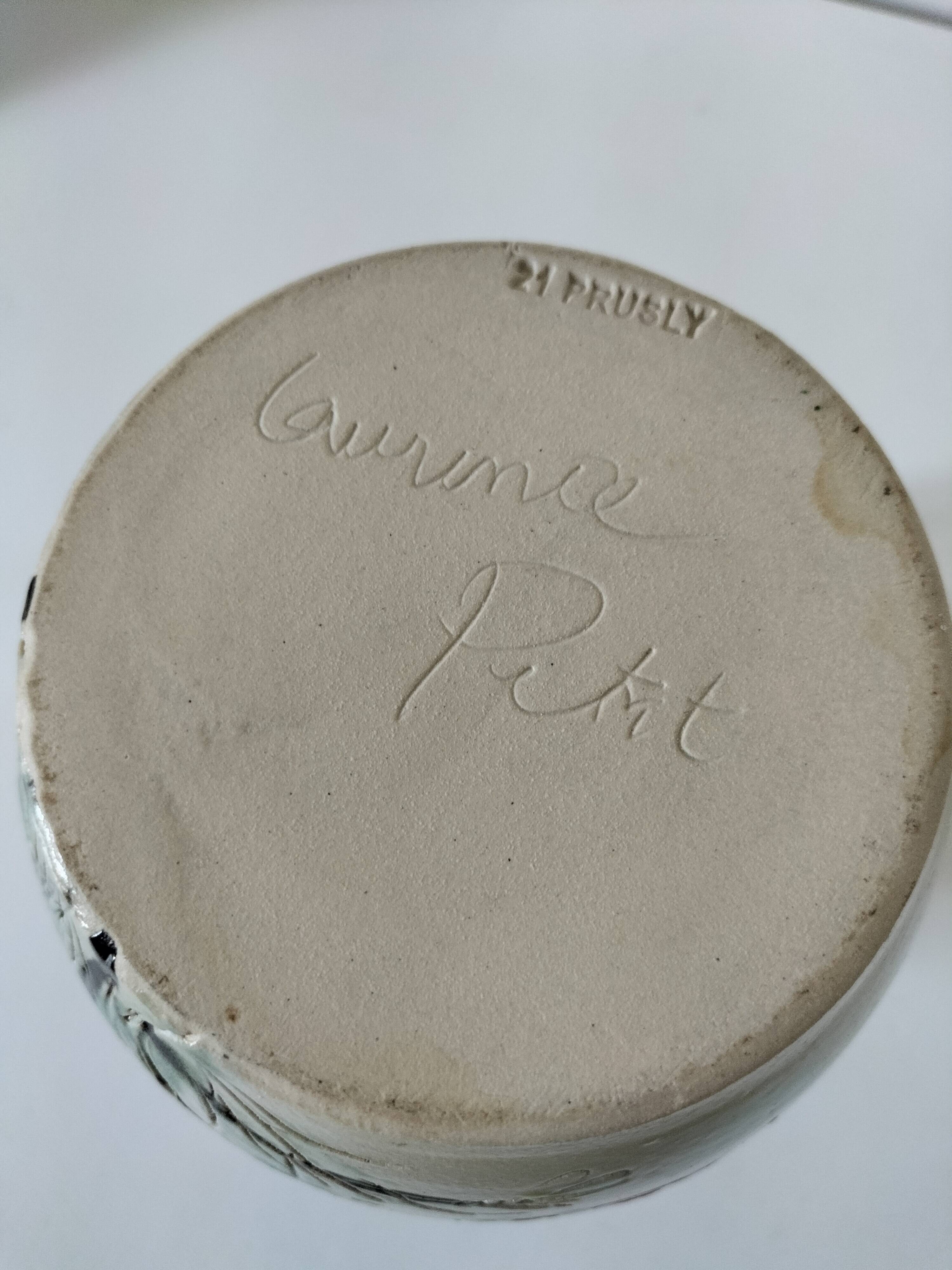 Stoneware pitcher with poppy decoration – Laurence Petit – Atelier de Prusly