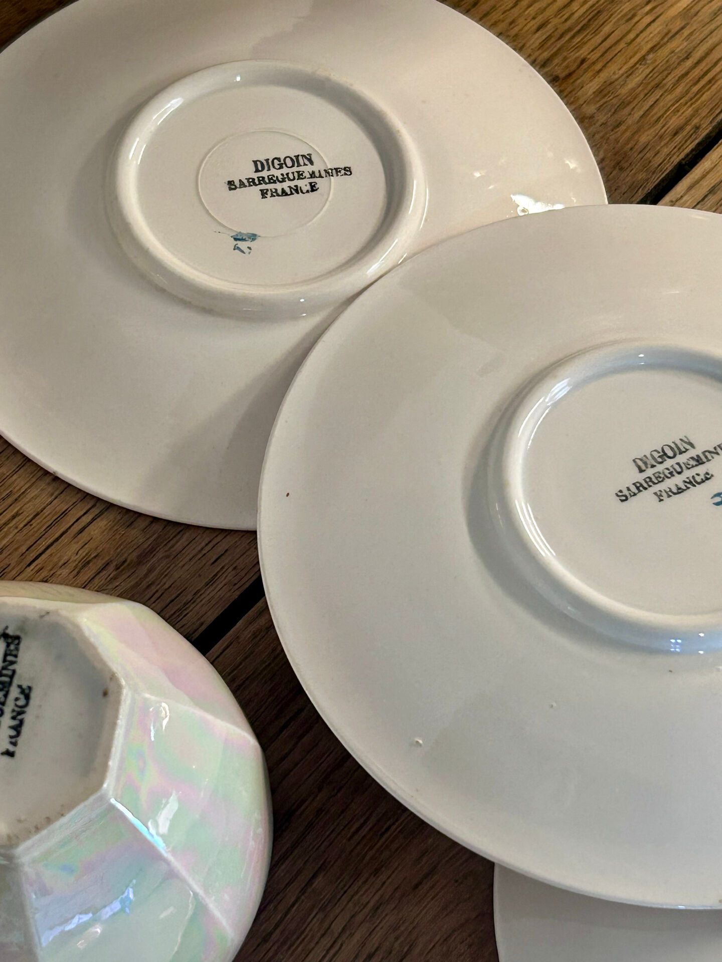 Iridescent vintage coffee service Digoin Sarreguemines