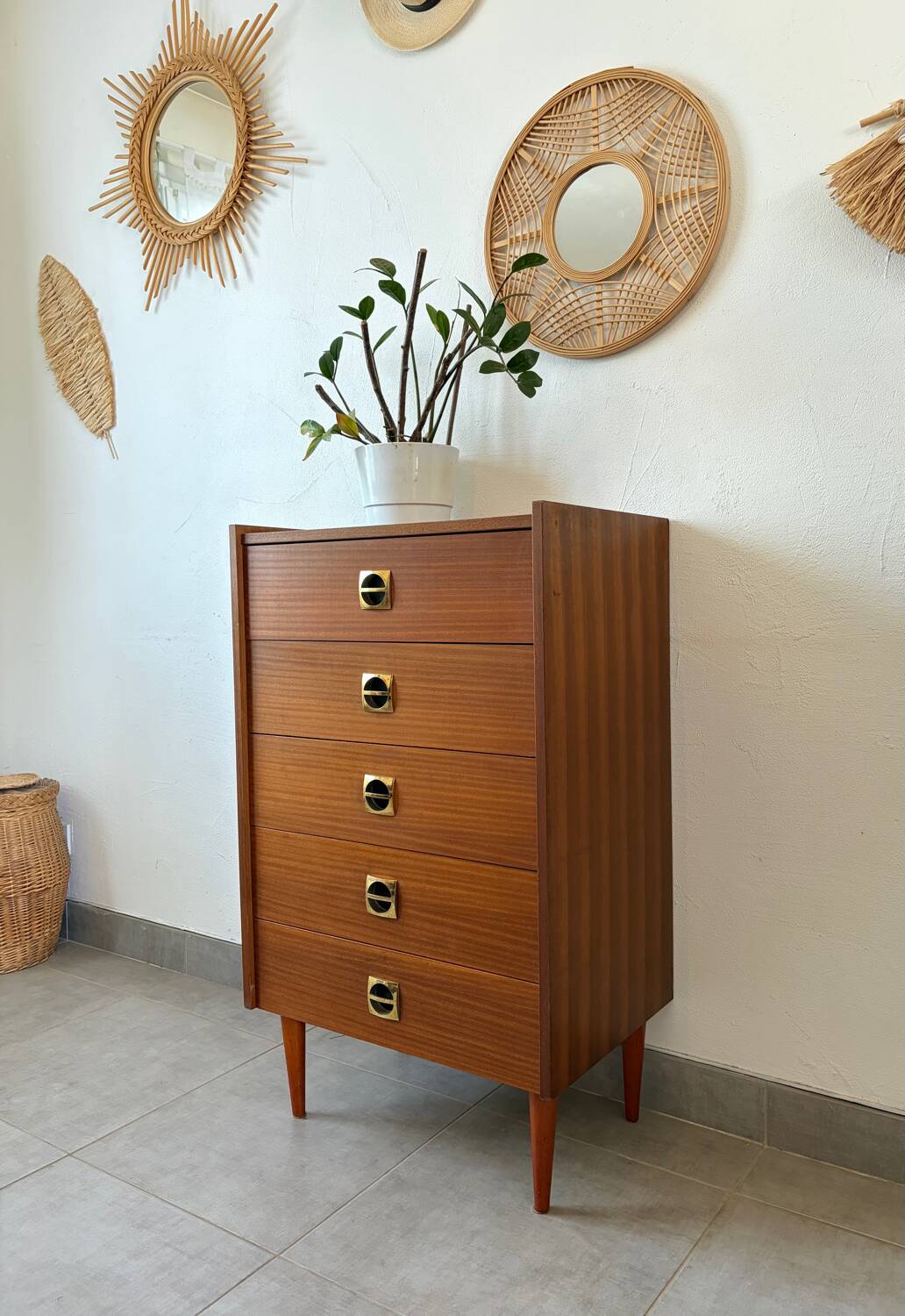 Vintage teak chest of drawers/commode