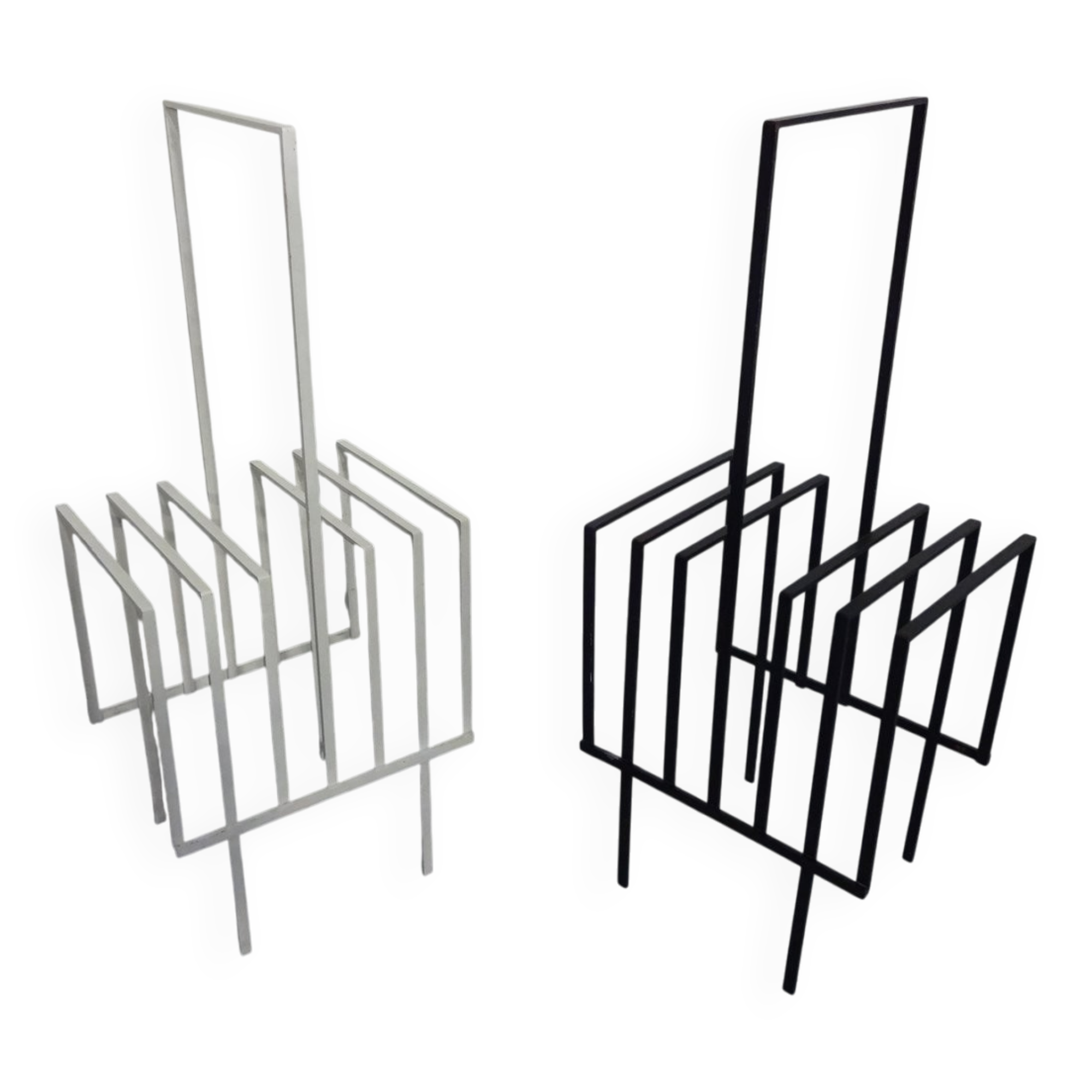 Steel magazine or record racks, 1960s, set of 2