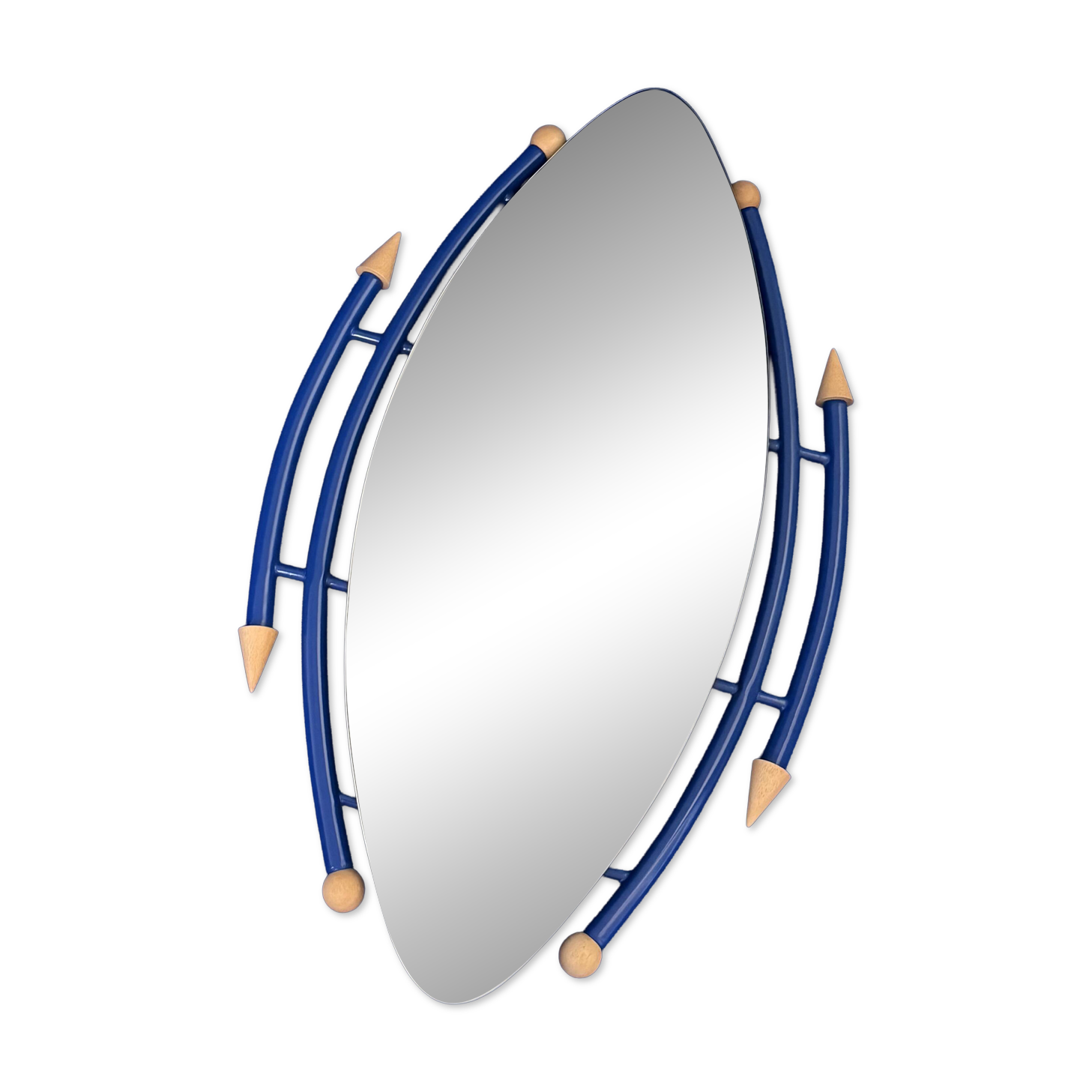 Asymmetrical postmodern blue mirror – Memphis style, 1980s