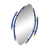 Miroir asymétrique postmoderniste bleu – esprit Memphis, années 1980