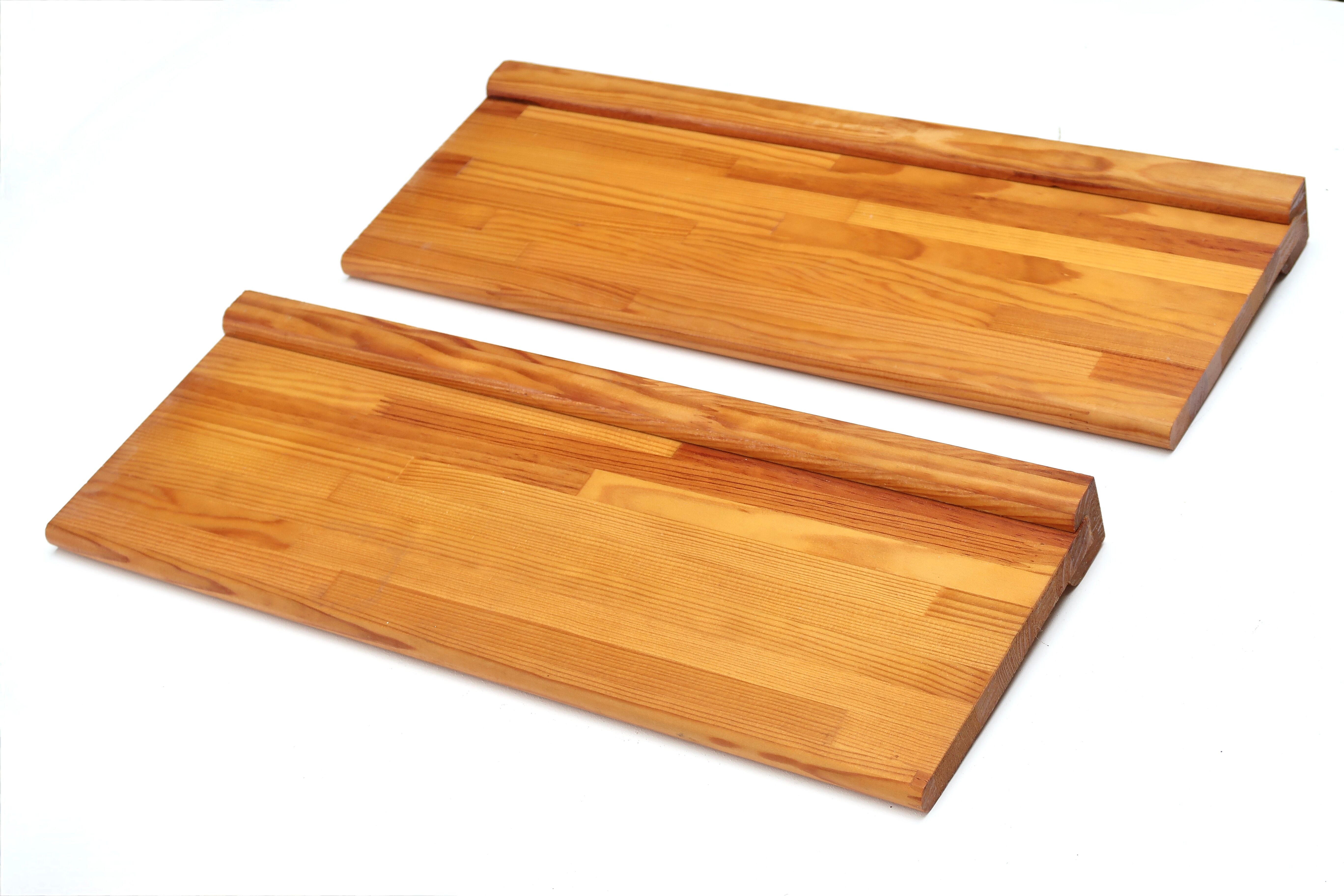 Two wall shelves in pine wood, 70s