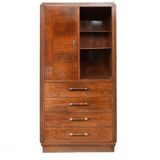 Bahut high art deco 1930 display case door shelf 4 rosewood drawers
