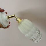 Vintage globe wall lamp in half frosted, half transparent glass