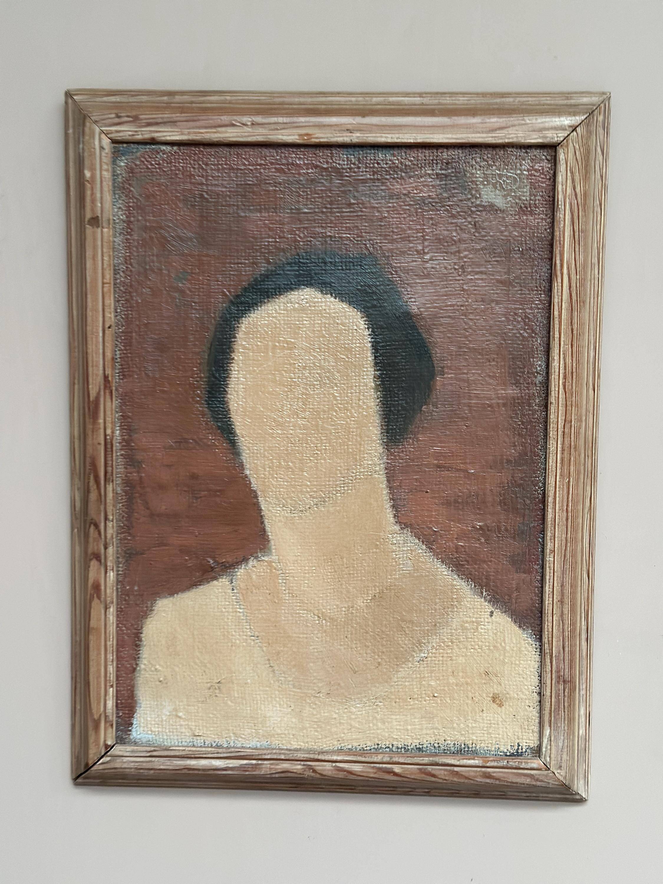 Original Swedish Oil On Canvas – “Portrait” By Fred – Dated 51