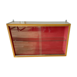Glass wall shelf in light oak 1960