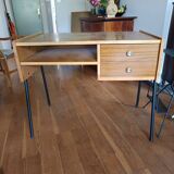 Bureau design vintage 1960 pieds tubulaires noirs