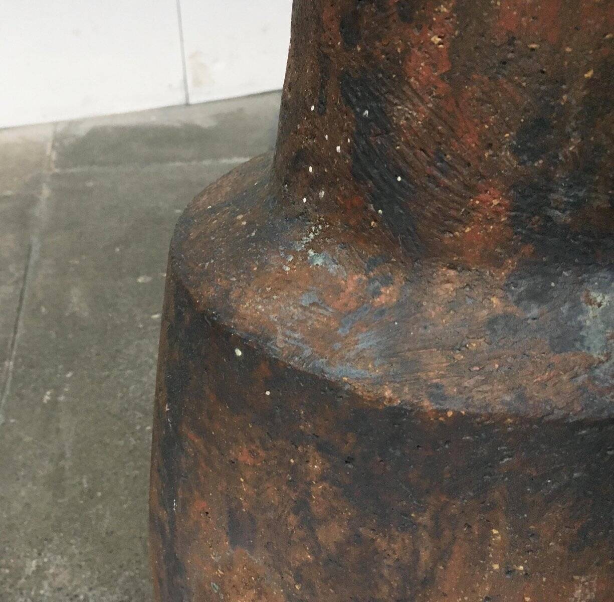 Brutalist ceramic vase in German mid-century style by Gerhard Liebenthron, 1969.