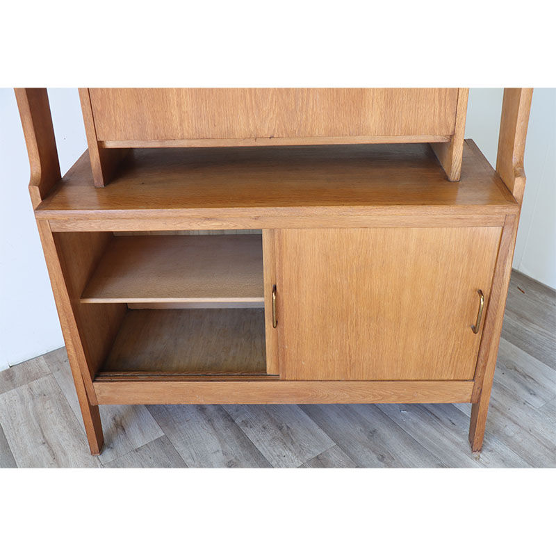Bibliothèque avec secrétaire vintage en bois 1950