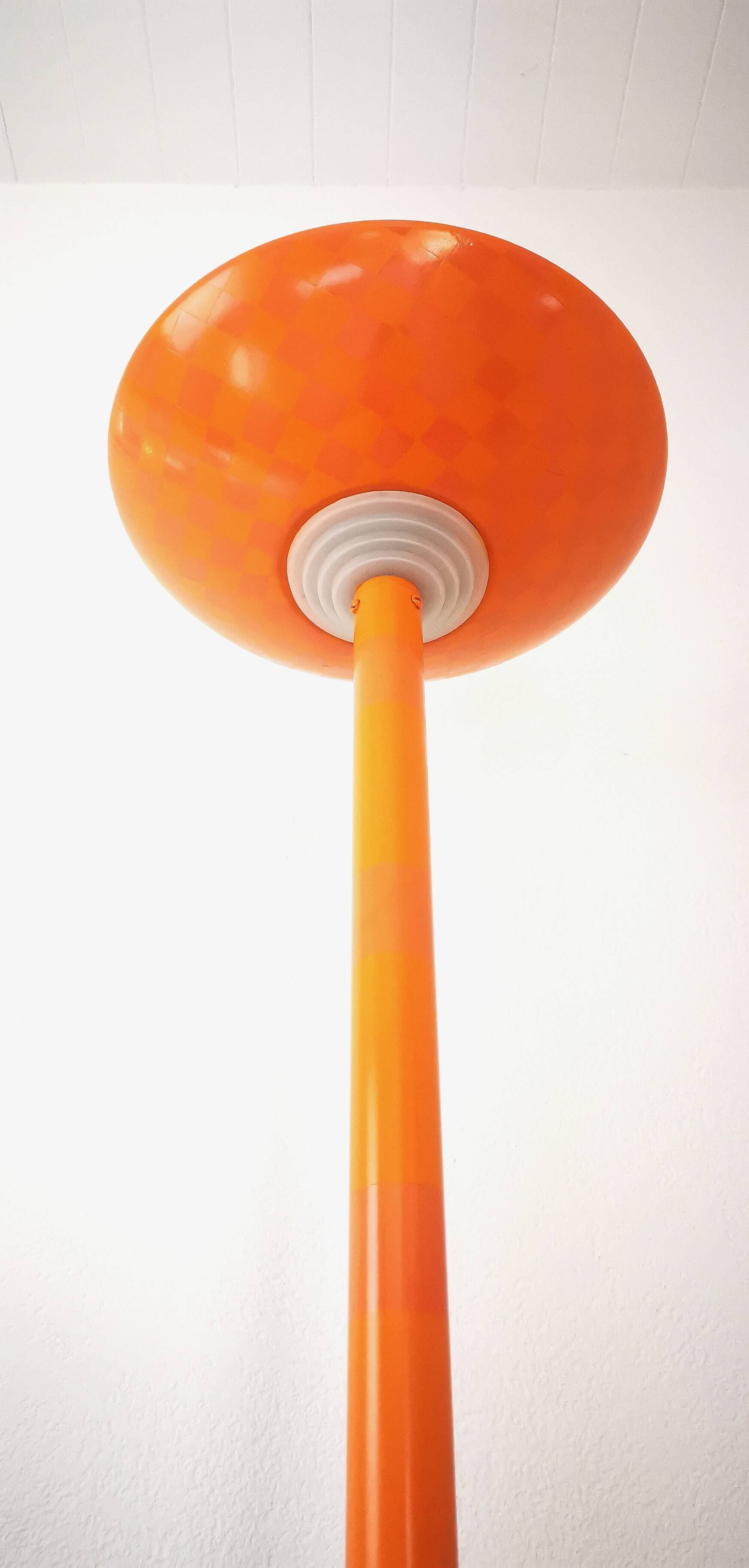 Checkerboard orange floor lamp