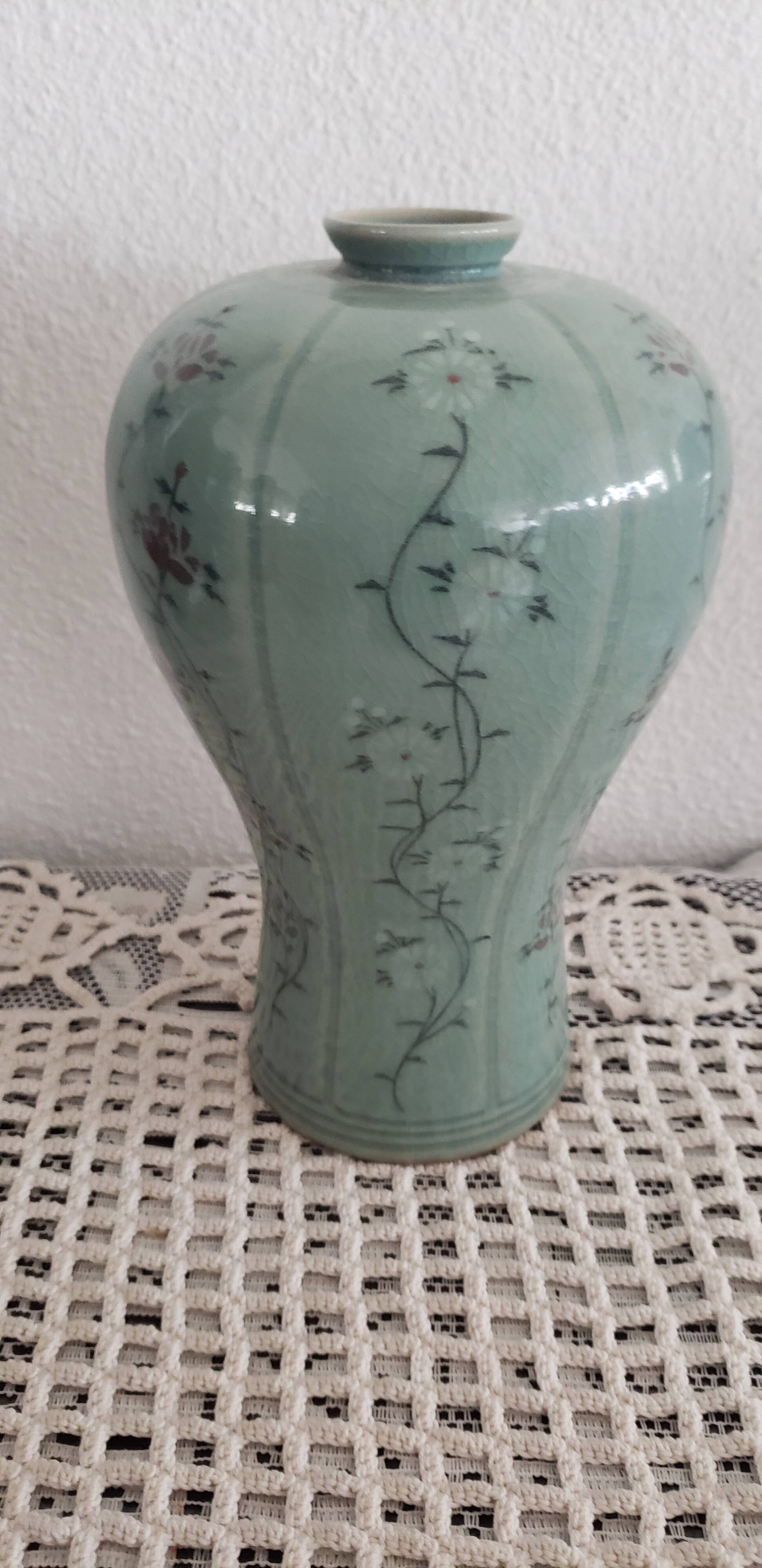 Antique Korean ceramic vase signed