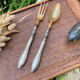 Salad cutlery in silver filled and horn early twentieth century