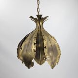 Svend Aage Holm Sørensen hanging lamp copper leaves brutalist
