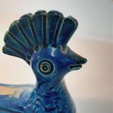 Pair of vintage peacock statues, Aldo Londi for Bitossi, Rimini blu series.