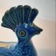Pair of vintage peacock statues, Aldo Londi for Bitossi, Rimini blu series.