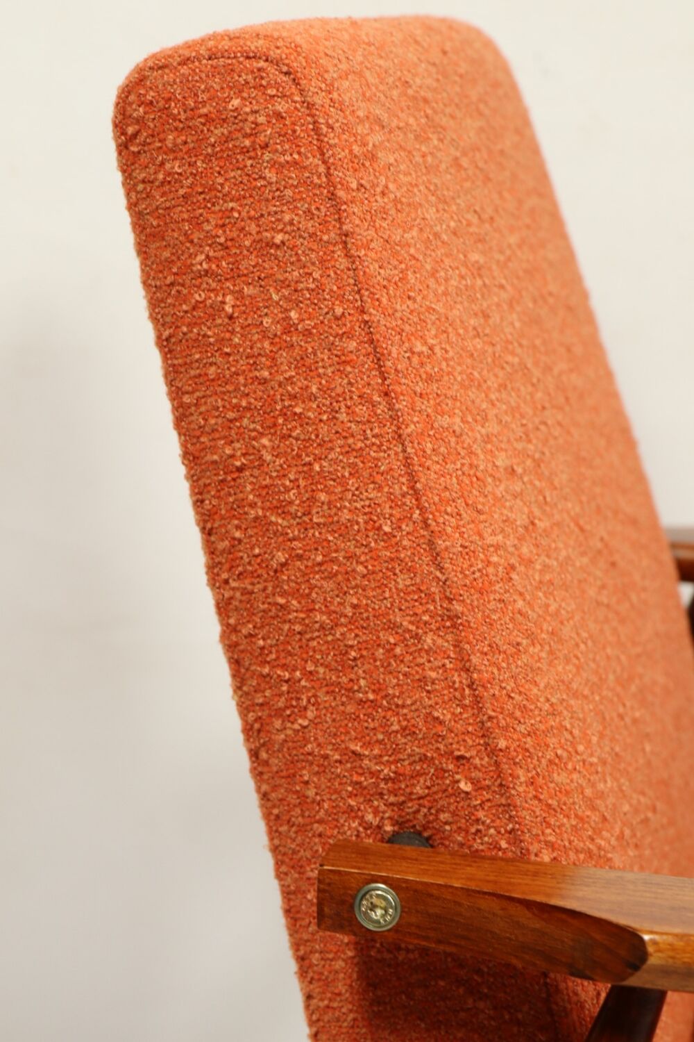 Scandinavian armchair bouclé orange design by H.Lis