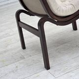 1970s, Scandinavian armchair, furniture wool, dark beech wood.