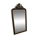 Antique 1800s black and gold mirror with cupid, France 1800s.