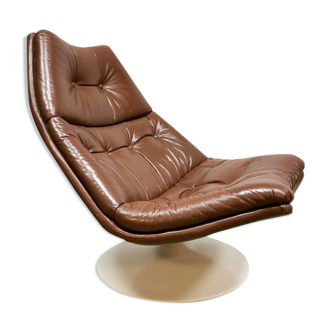 Leather swivel chair by Geoffrey Harcourt for Artifort F511