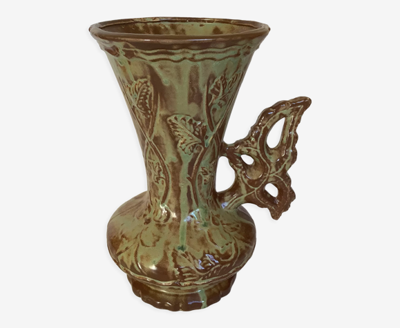 Ancien vase céramique marron vert